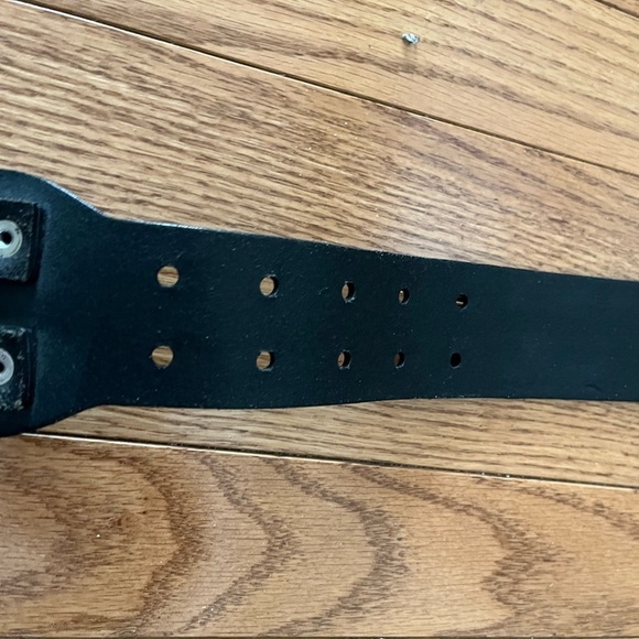 Club Monaco Black Woven Leather Wide  Belt with Silver Toned Buckle - Picture 7 of 11